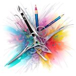 AI For Crafts - image of scissors, pens, paints.