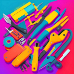 AI Toolkit For Creativity - image of different workman's tools.