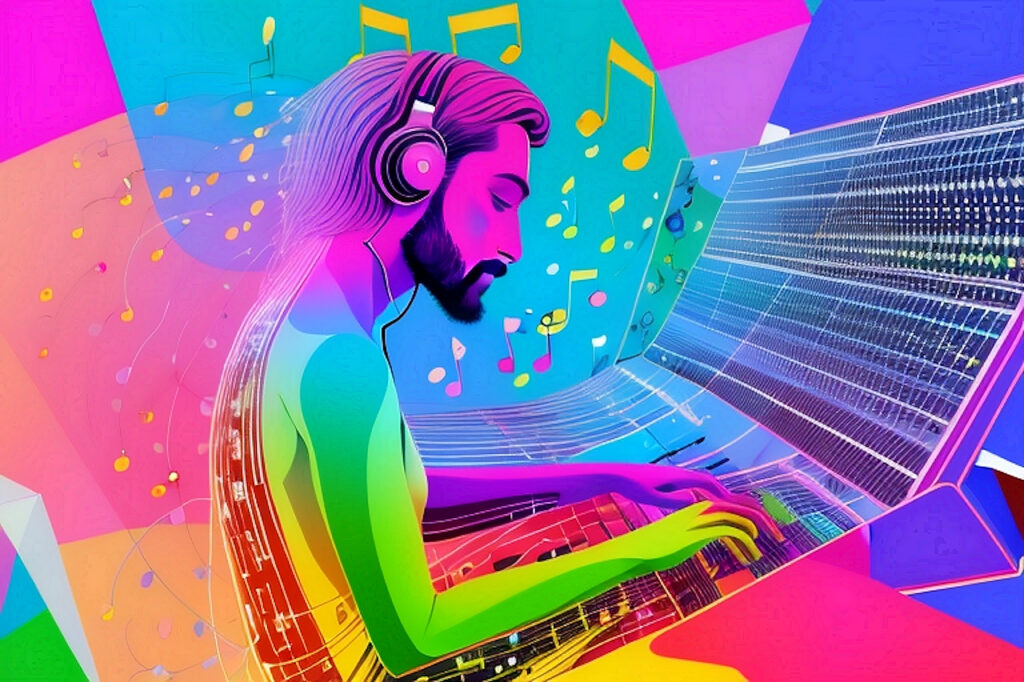 AI Music Creation. Image of a keyboard player.