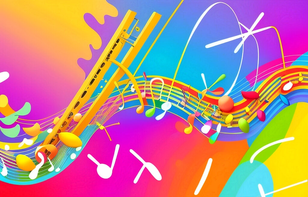 AI Music Generation: Ten AI Music Generators. Image of musical artwork.