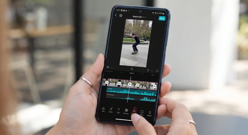 CapCut video timeline editor for Instagram Reels
