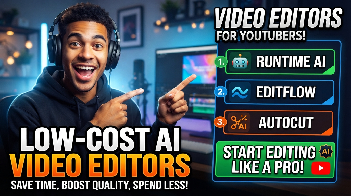 Low-cost AI video editors 2026 for YouTubers