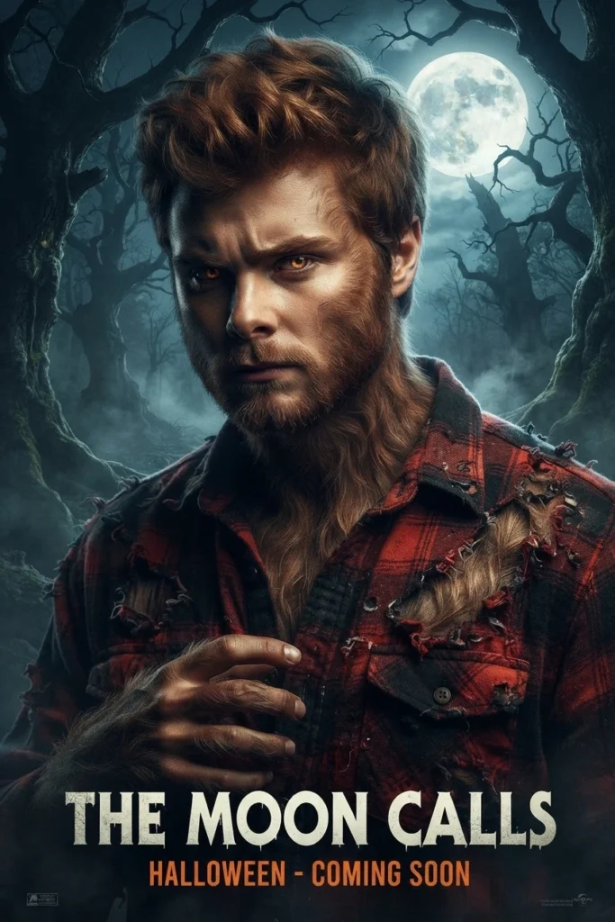 Rugged werewolf character created with Gemini Halloween Photo Prompts for men