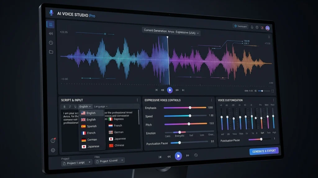 ElevenLabs AI voice generator interface
