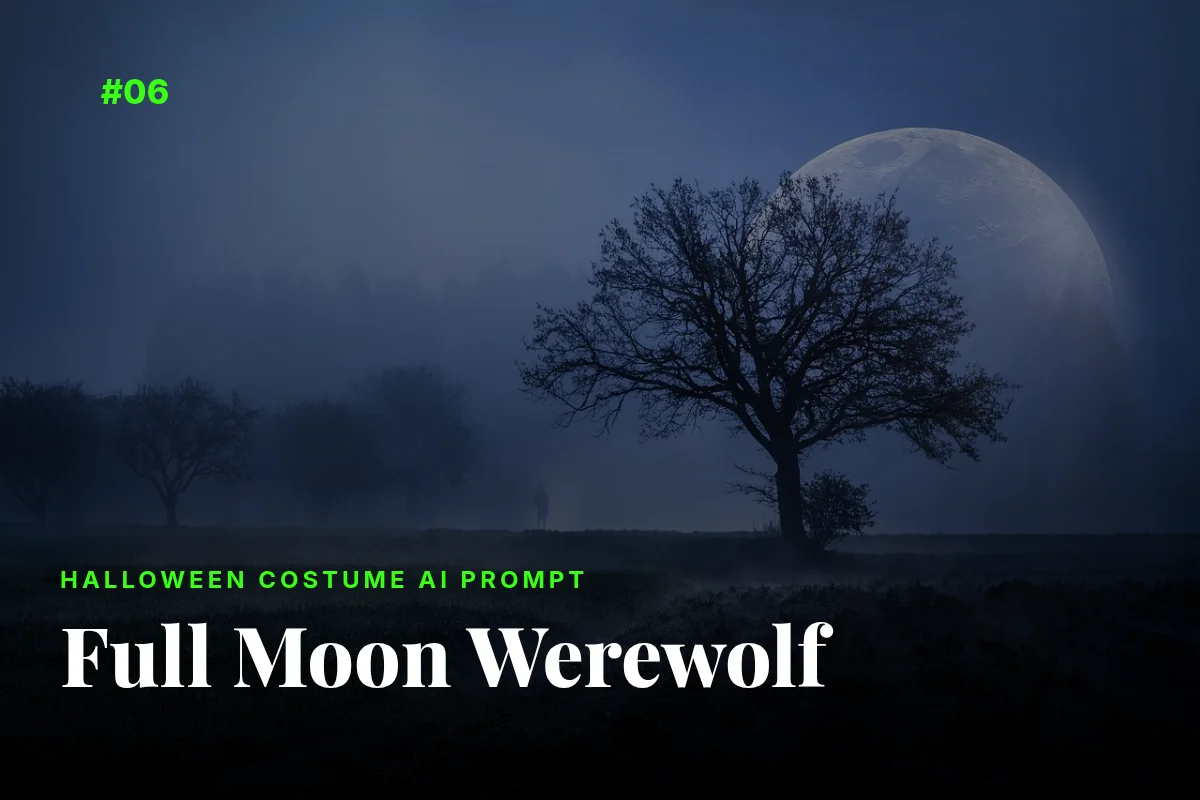 Full moon werewolf Halloween costume concept, AI prompt image