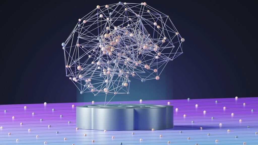 Abstract sphere of connected dots and lines representing an AI model