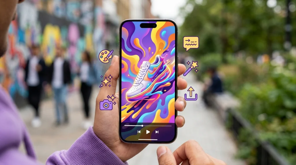 Pika-style AI video creation with playful viral effects applied to a product photo